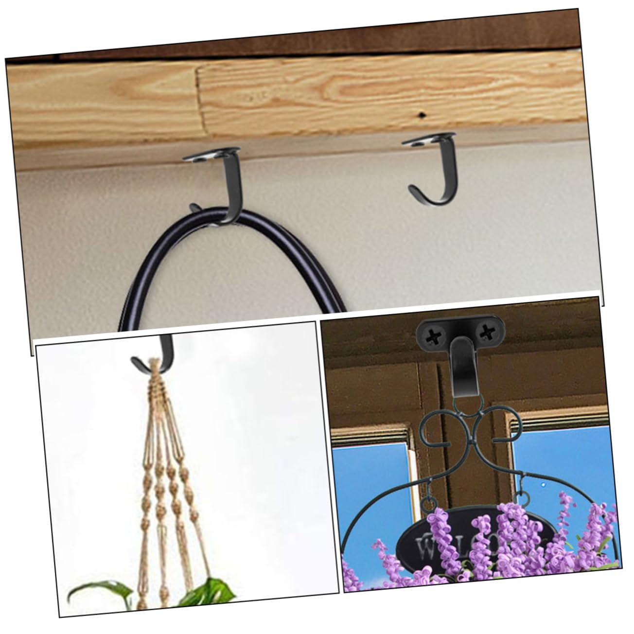 DOITOOL 5 Juegos Gancho De Techo Ganchos Resistentes Planta Gancho Ganchos Montados En La Pared Percha Montada En La Pared Colgador De Techo Acero Inoxidable Silver 14 Piezas X 5