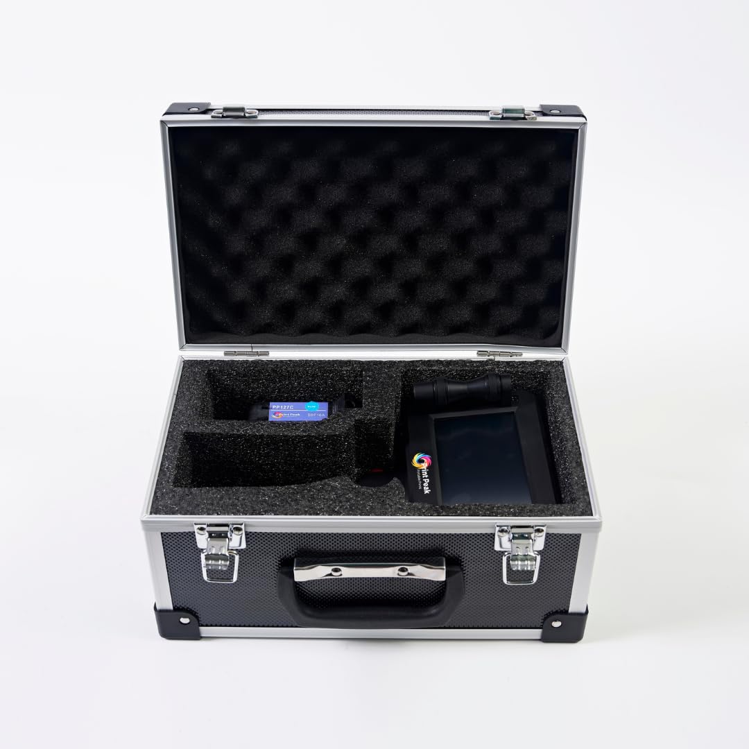 Print Peak Handheld Printer Travel Case, Durable Plastic Carrying Case with Aluminum Corners, Handle & Custom Foam Inserts for Portable Inkjet Printer
