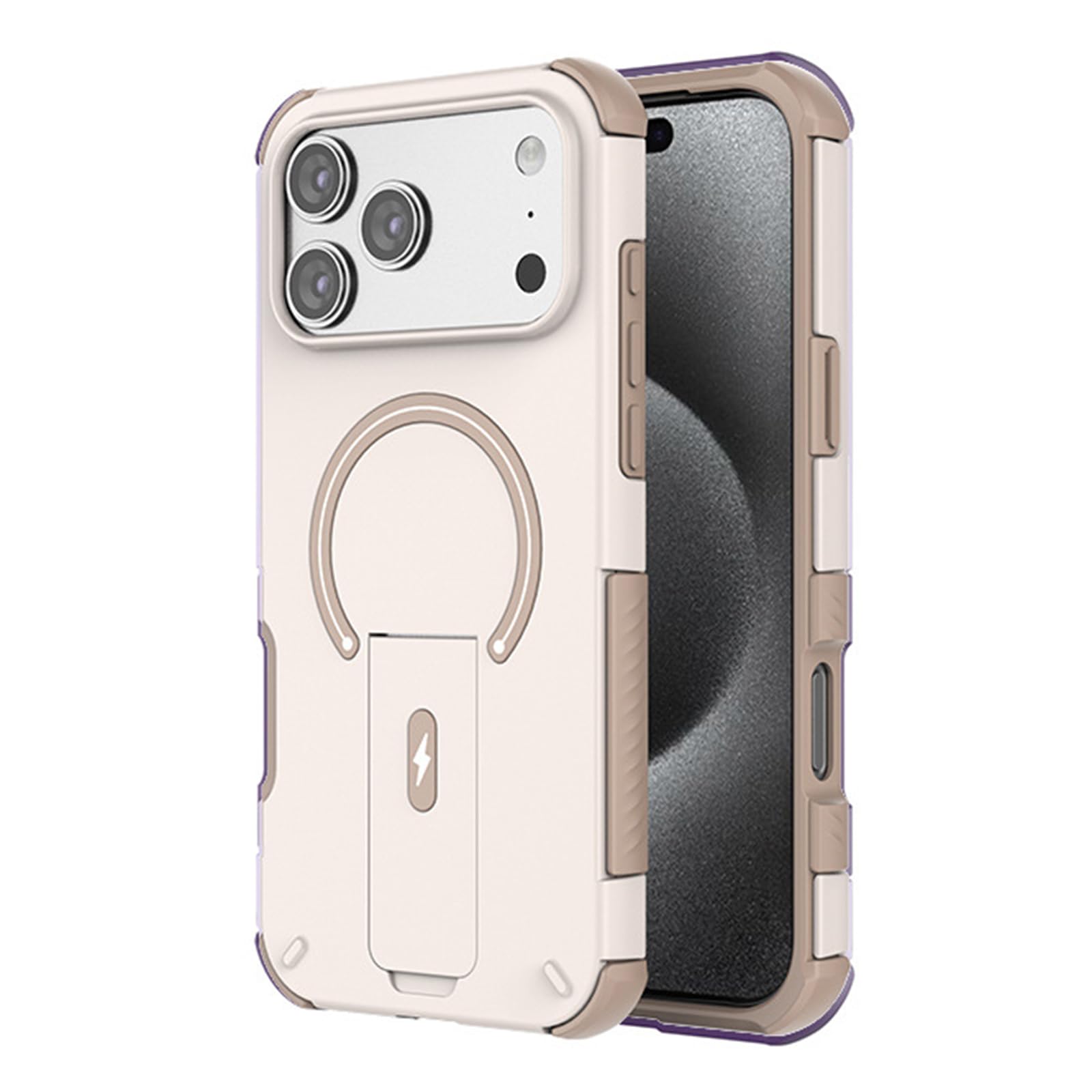 Mfaoshi Brown Magnetic Case For Iphone 17 Pro Max/17 Pro/17, Ultra-Thin Frosted Non Slip Shockproof Phone Case With Folding Kickstand Cover,,17