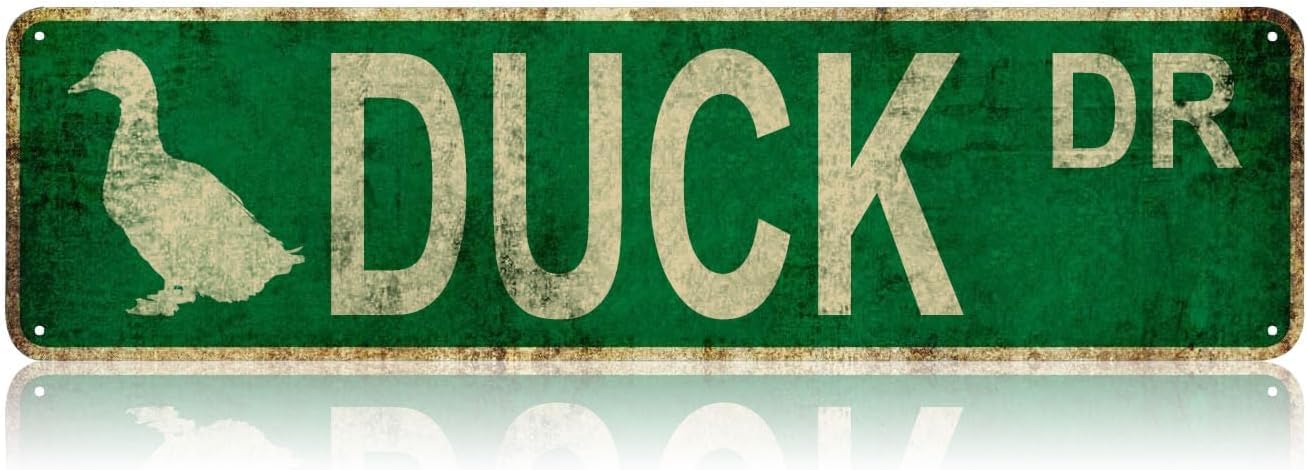 Vintage Signs Duck Dr Sign Street Signs Retro Metal Sign for Home Bar Coffee Garden Bathroom Kitchen House Man Cave and Gothic Indoor Ourdoor Farmhouse Decor,Aluminium 4x16 Inch