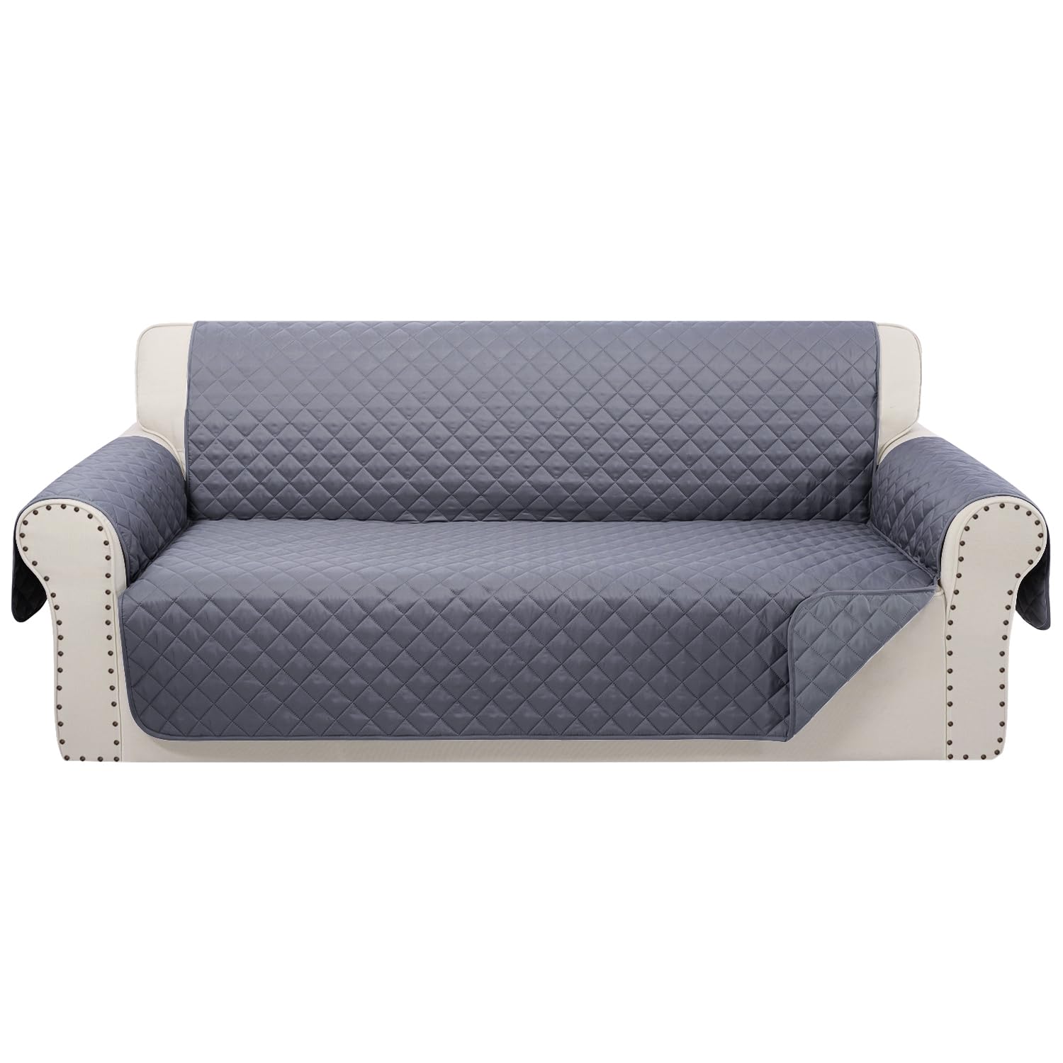 Luxshare Home Reversible Sofa Covers Couch Cover Furniture Protector for Dogs Elastic Straps Water Resistant(Sofa,Dark Grey/Dark Grey)