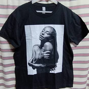 Amazon.co.jp: 柄 SADE シャーデー BIGプリントTシャツ 黒 Lサイズ