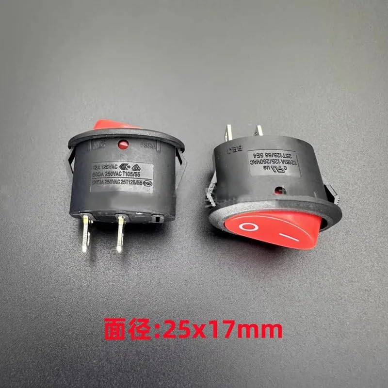 Interruptor basculante para embarcaciones, Botón de 10 piezas, 2 pines, velocidades, alta corriente, 6A250V, ovalado, 25 * 17mm, interruptor encendido