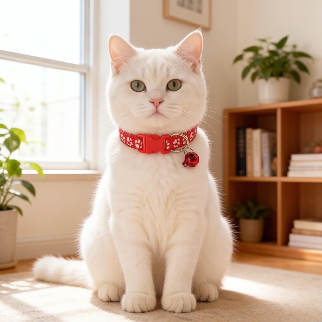 XS Dog Collar with Bell, Puppy Leash Nylon Cat Collars with Bell, Light Green image 3