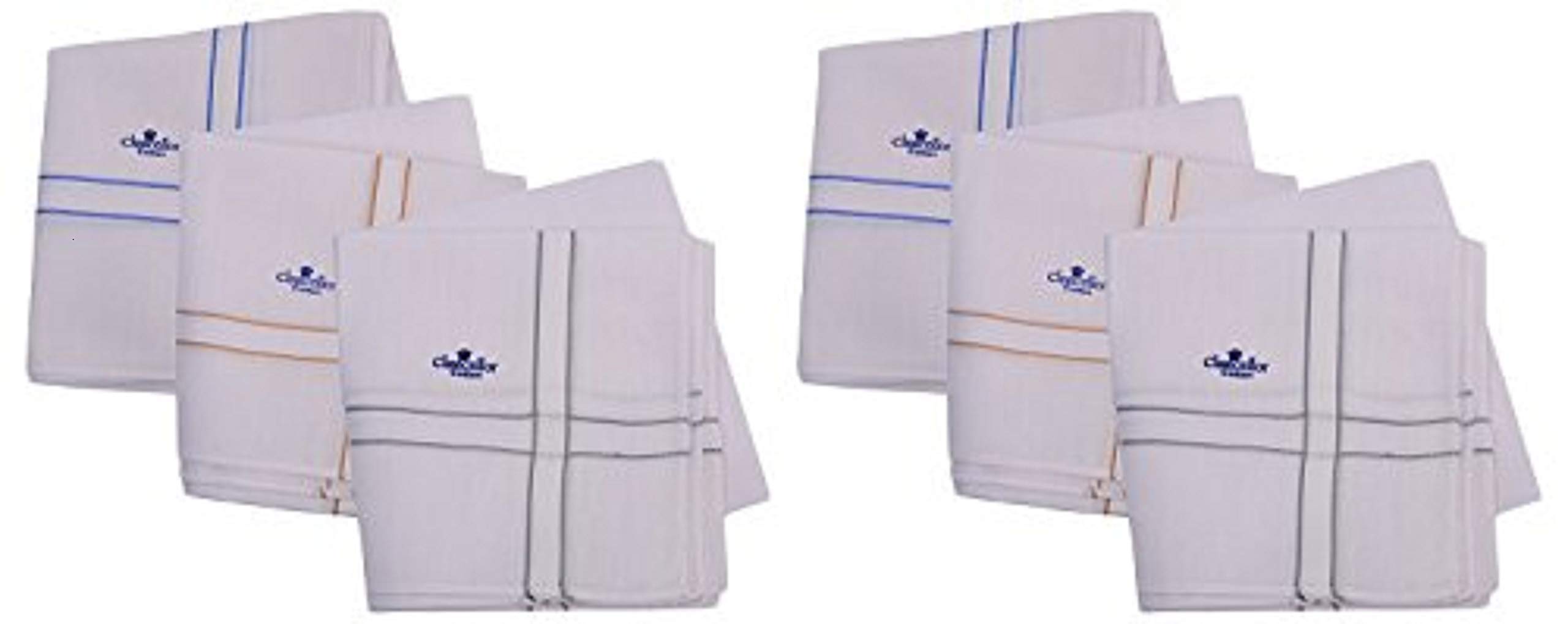 chancellor Men's Handkerchief, Pack of 6 pc (White border) COTTON - 45X45 CMS-picture-40