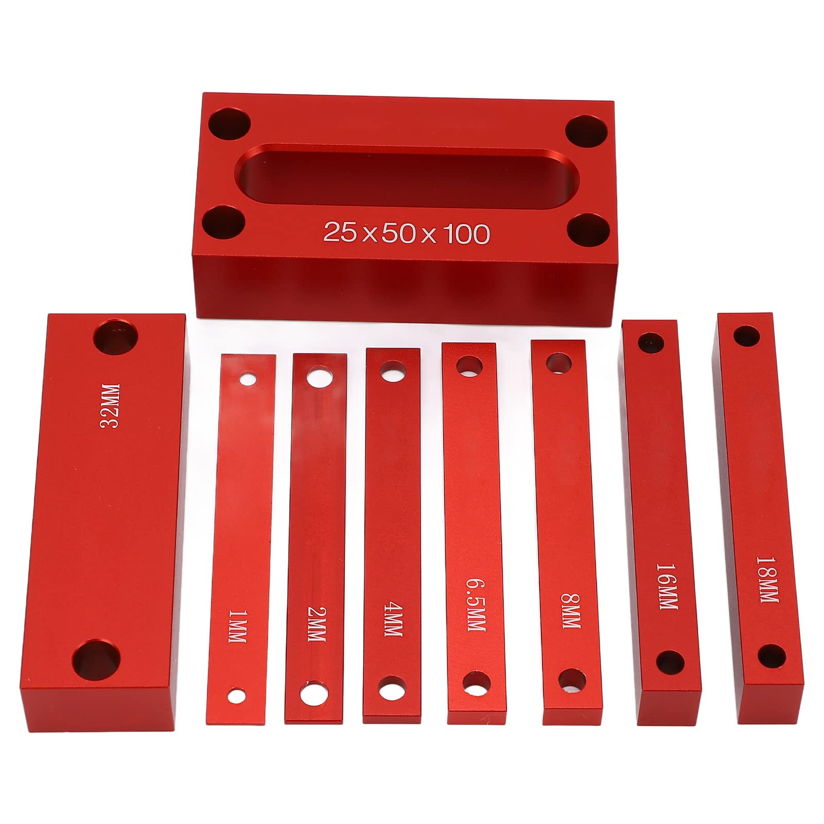 9PCS Bloques de Calibre con Escala Láser para Carpintería Barras de Configuración Aleación Aluminio Fresadora Sierra de Mesa Herramientas Precisión Medición