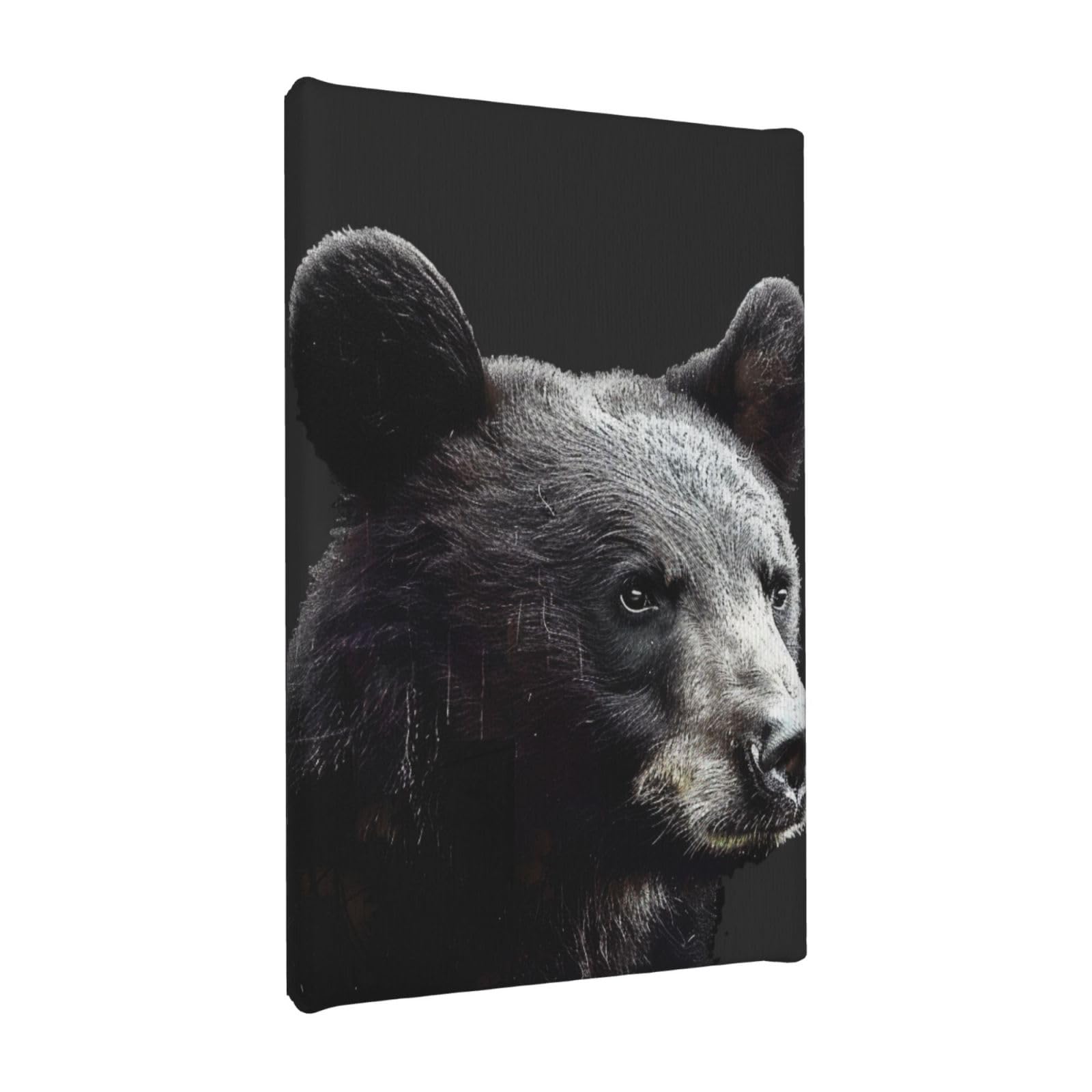 YKLJG Bear Printed Wall Art Canvas Painting 20x30 CM Wooden Framed Picture Painting Artwork Prints for Bedroom Kitchen Home Office Decor