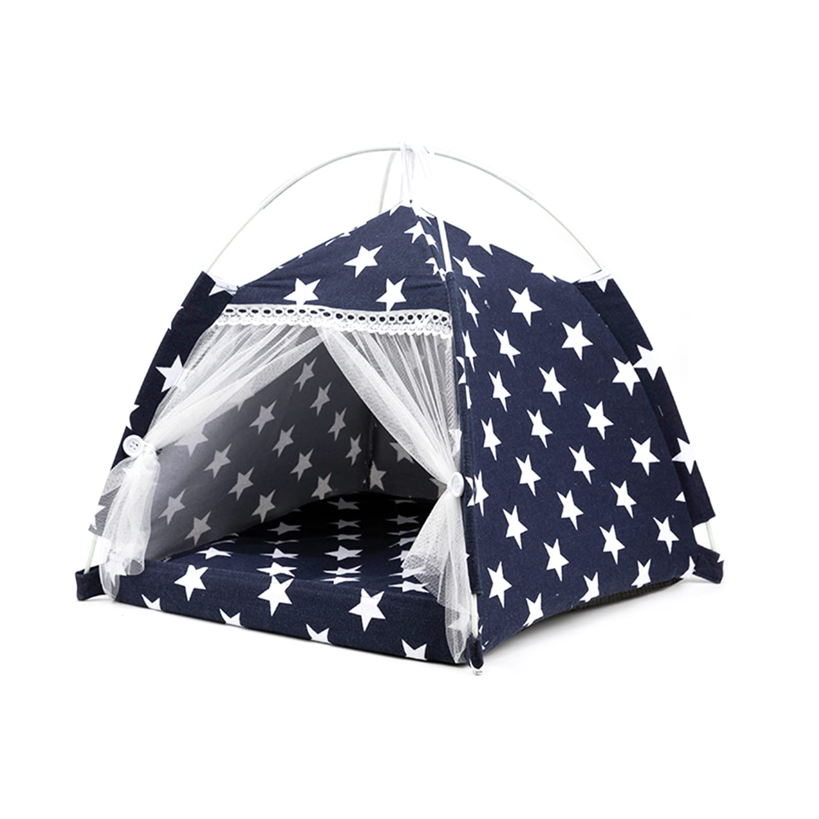 TAME Cat Tent Bed for Cat or Small Dog, Removable Washable Cushion, Portable Folding Cat Tent Kitten Bed Cat Indoor Outdoor Pet Bed Tent Puppy Dog House (Stars)