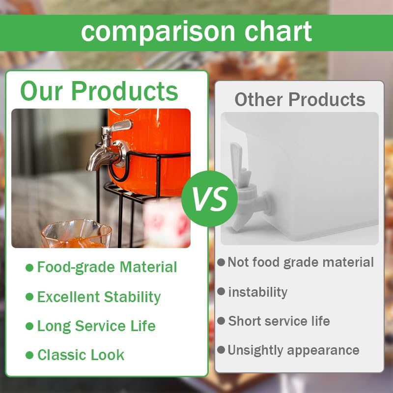 Miniatura 3 de Paquete de 2 espitas de acero inoxidable para dispensador de bebidas, grifo de metal de repuesto para dispensador de bebidas, grifo dispensador de