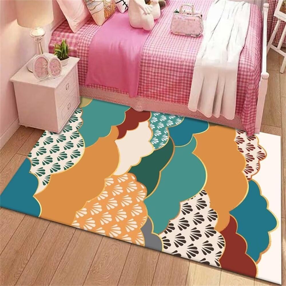 Tapis antidérapant et facile à nettoyer bleu pour salon 120x200