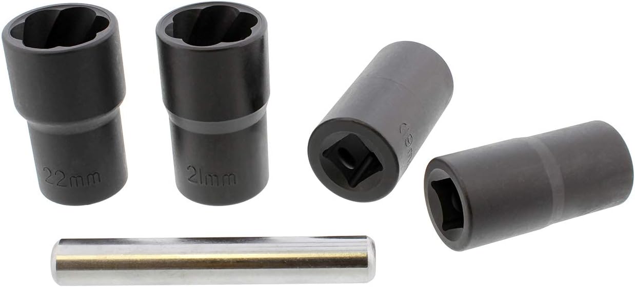 ABN Twist Socket Set Lug Nut Remover Extractor Tool - 5 Piece Metric Bolt and Lug Nut Extractor Socket Tools