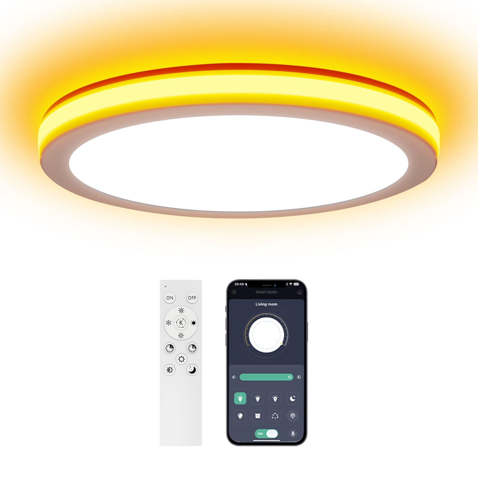 AIKVSXER 30cm LED Ceiling Light, 24W 3200LM Dimmable Ring Ceiling Light