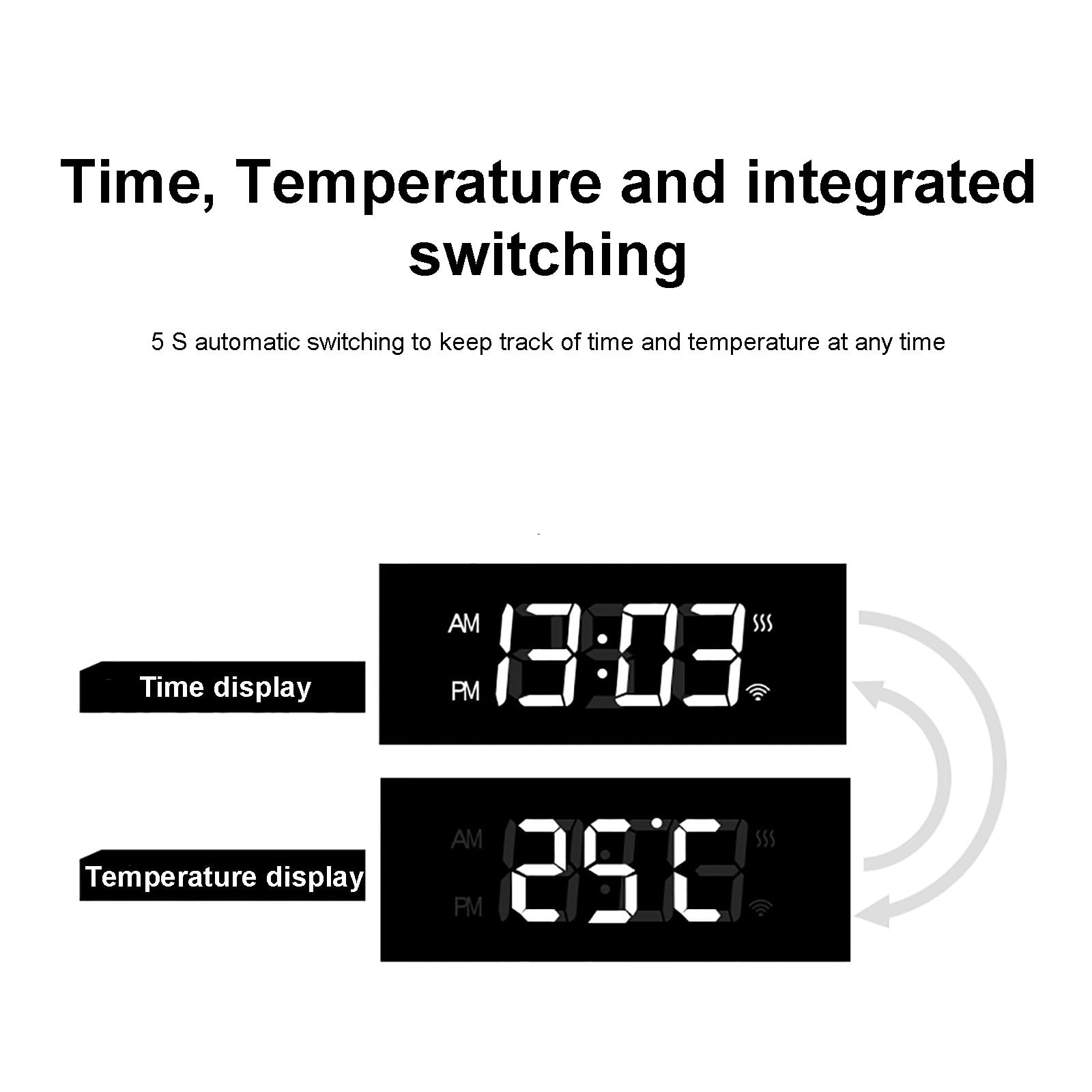 Smart specchio da bagno a LED con orologio antinebbia e controllo vocale, specchio ad arco da parete per bagno, soggiorno, camera da letto, ingresso, dimensioni 50 x 80 cm
