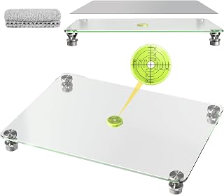 Nelyrho 16x12 Inch Tempered Glass Resin Leveling Table for Epoxy Art - Silicone Mat, Non-Slip Pad Included