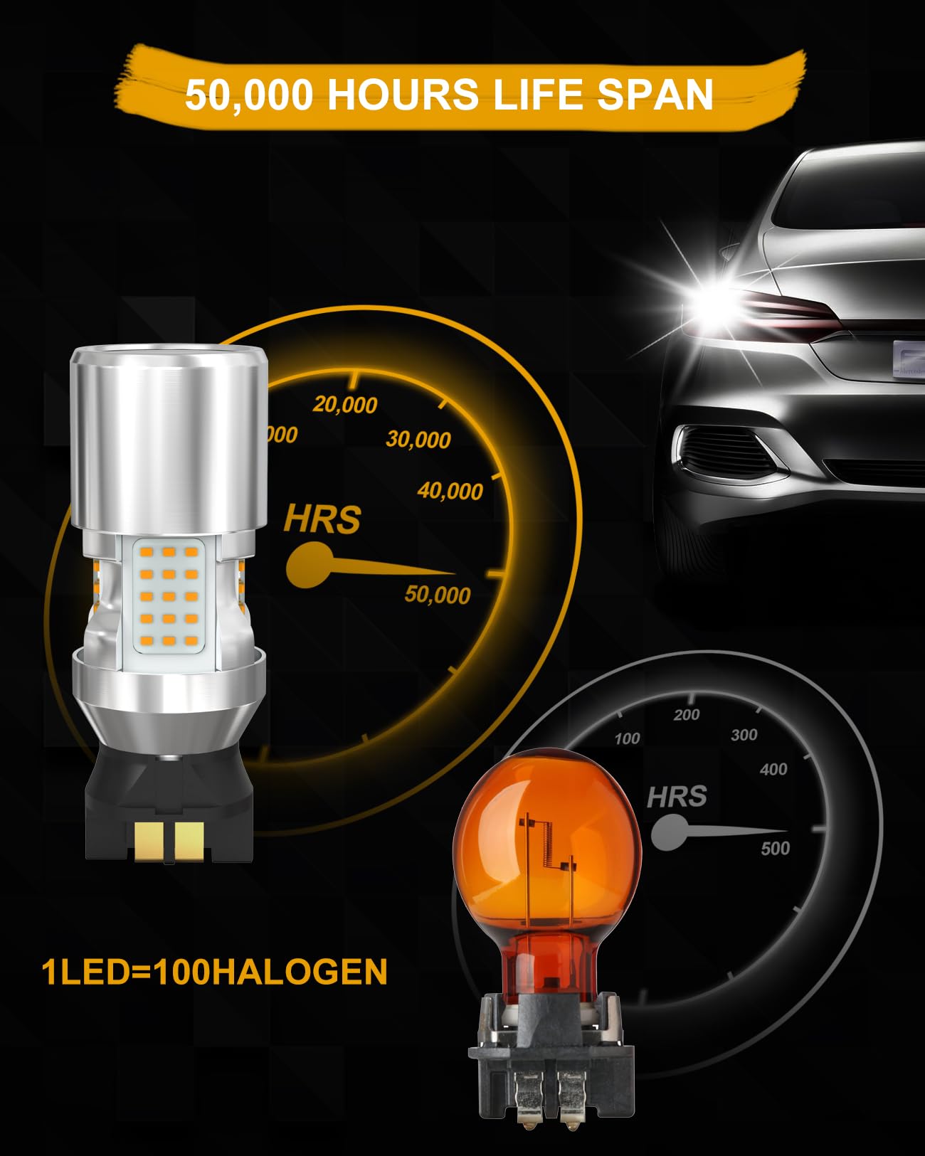 PWY24W PW24W LED Lampadine CANBUS Senza Errori Anti Hyper Flash per Auto Luci Indicatori di Direzione compatibili con i3 A4 A5 Yeti CC Ambra/Giallo 2PCS