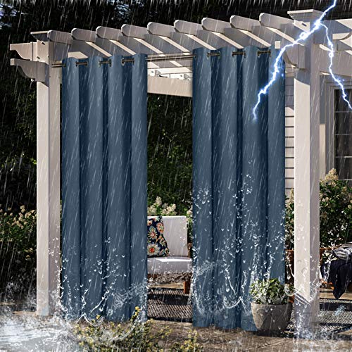 Cozomiz Set Of 2 Panels Waterproof Outdoor Curtains Stripe Patio Shade Sun Blocking Grommet Curtains For Patio,Bedroom, Porch, Living Room, Pergola,Gazebo,Sliding Door 41 X 90 Inch Black #TOP1