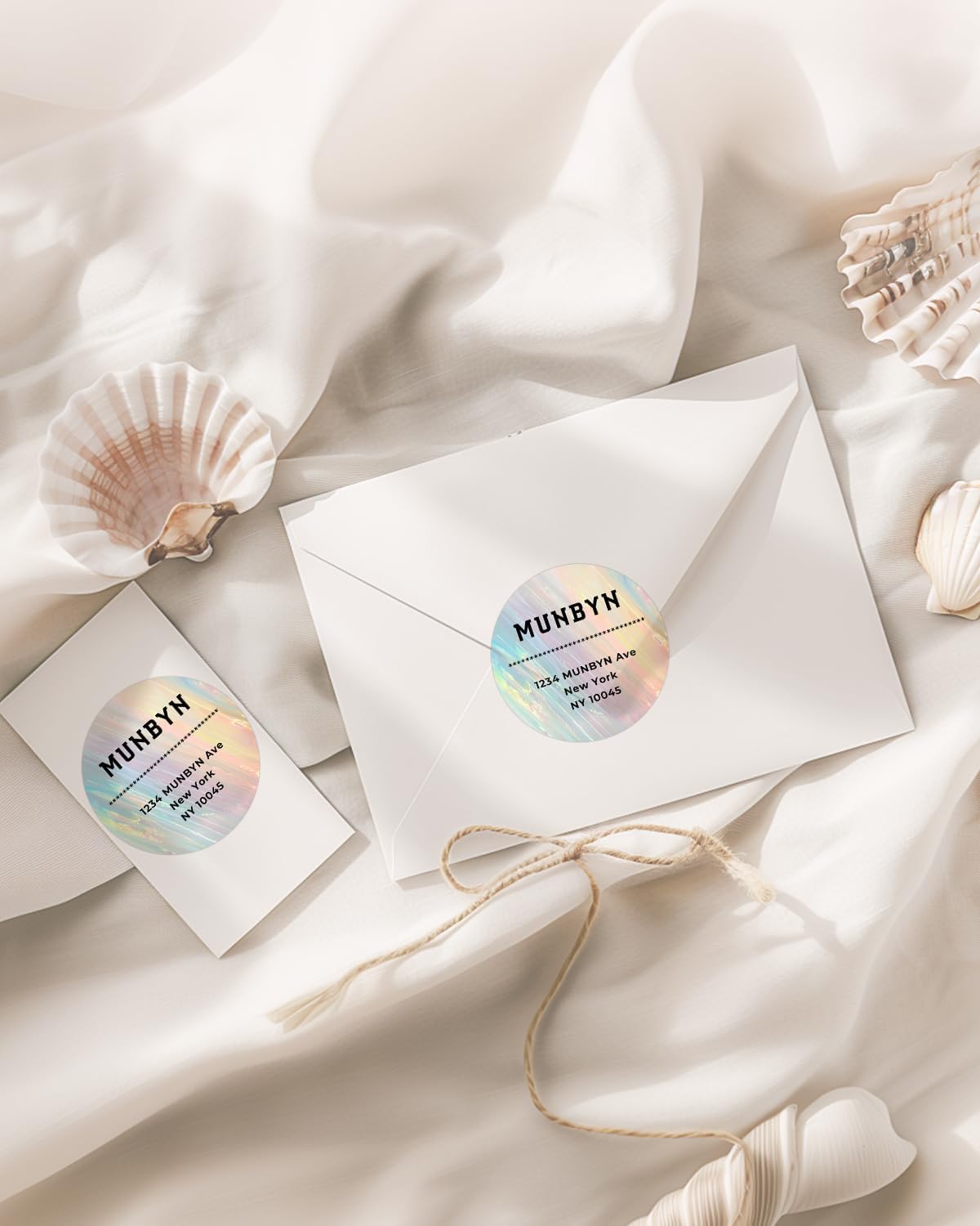 MUNBYN 2 Inch Round Shell Texture Thermal Labels, Waterproof Circle Stickers for Small Business, 500 Labels/Roll (Colorful) - Image 3