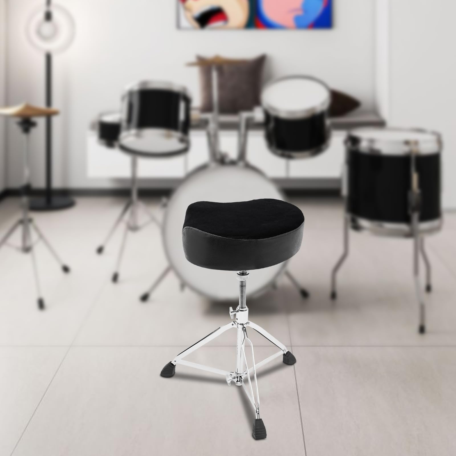 Tabouret à trois pieds réglable en hauteur - Pliable - Jusqu'à 100 kg - Réglable de 45 à 68 cm - Avec pieds antidérapants - Pour les salles de classe de musique, les exercices de batterie