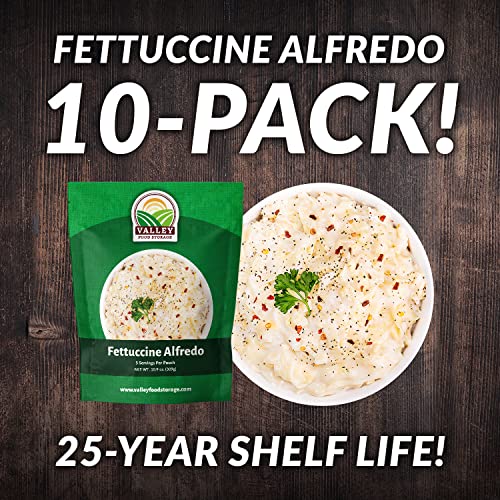 Image of Valley Food Storage Fettuccine Alfredo | 10-Bag Bucket, 50 Servings | Premium Emergency Food Supply, 25 Year Shelf Life | Survival Meal Kits, Prepper Food, Camping & Long Term Food Storage | Packaged in USA