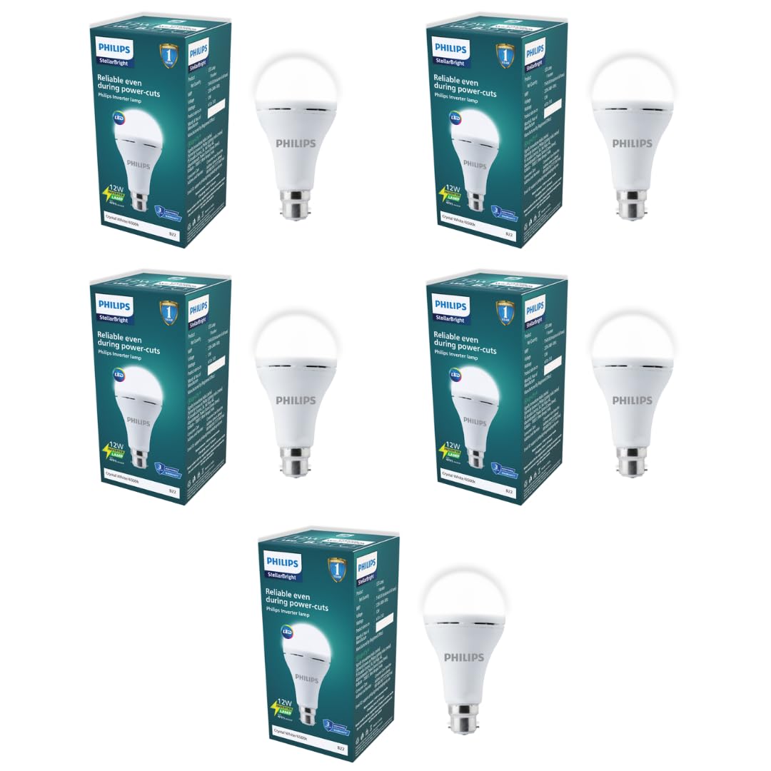 PHILIPS 12W Emergency Bulb|Rechargeable Emergency Bulb for Power Cuts|Backup : Upto 4hrs, Cool Day Light,Pack of 5, b22d, LED-picture-37