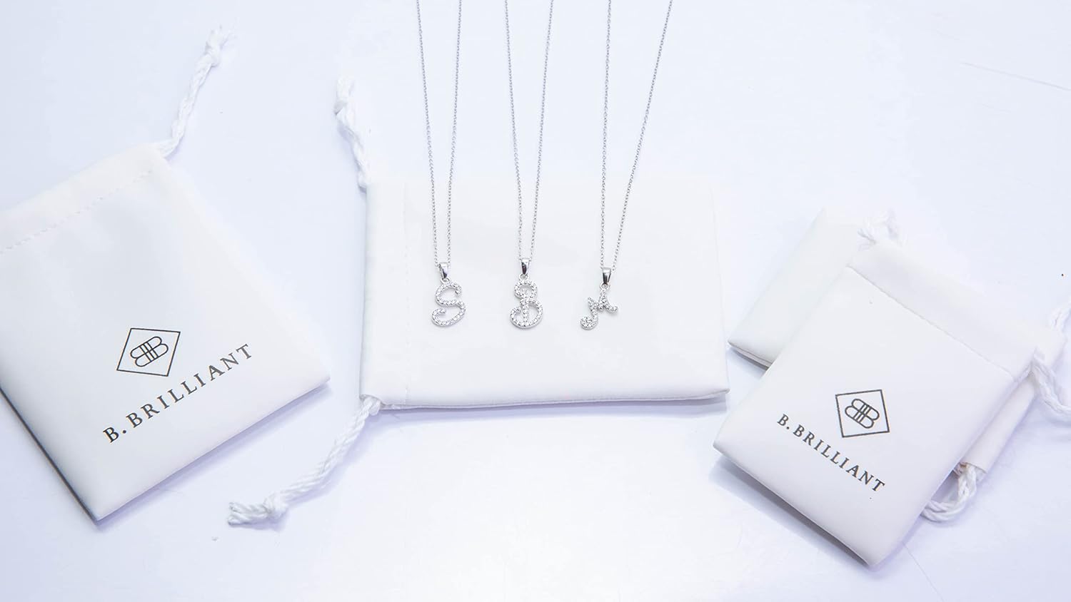 B. BRILLIANT Sterling Silver Cubic Zirconia Alphabet Letter Name Personalized Pendant CZ Initial Necklace for Women - Image 6