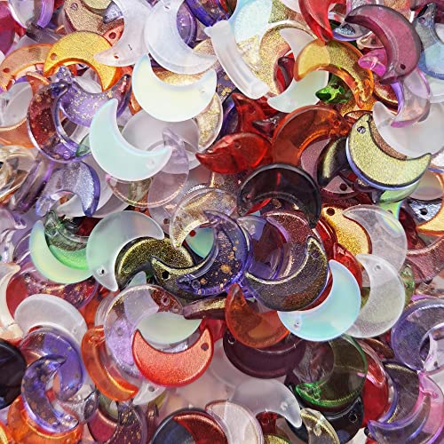 Inspirelle 100Pcs Moon Crescent Crystal Glass Tiny Hanging Beads For Jewelry Making And Diy Craft Accessories (Mixed, 11 * 16Mm) #TOP1
