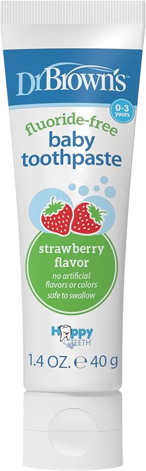 Dr. Brown’s Fluoride-Free Baby Toothpaste, Infant &amp; Toddler Oral Care Strawberry 1-Pack 1.4oz/40g, 0-3 years