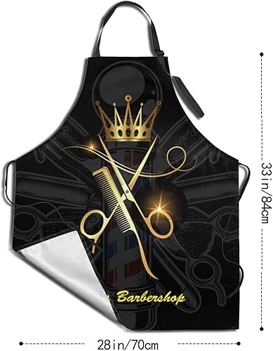Miniatura 3 de Delantal de peluquería personalizado para hombres y mujeres, delantal de peluquería con texto personalizado con bolsillos, delantal ajustable