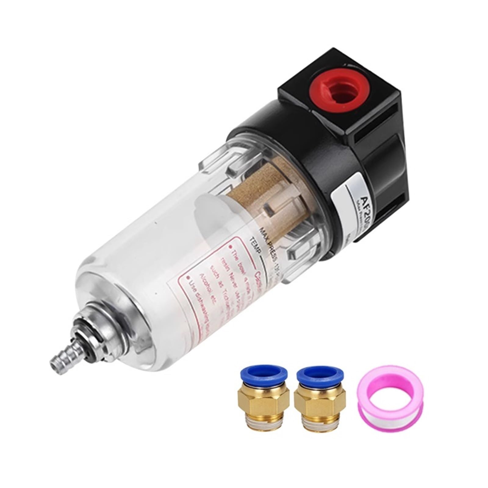 Filtr powietrza pneumatycznego AF2000, urządzenie do uzdatniania powietrza do sprężarki, separator oleju i wody, ze złączem 4, 6, 8, 10 i 12 mm (AF2000 i 6 mm, filtr światłowodowy)