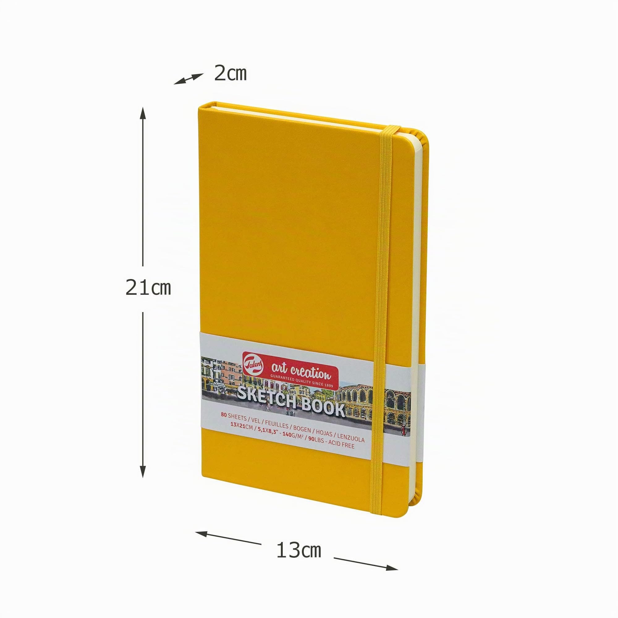 Talens Art Creation Sketchbook - Amarillo oro - 13x21 cm - 80 hojas - 140 g/m² - Diario de dibujo sin ácido