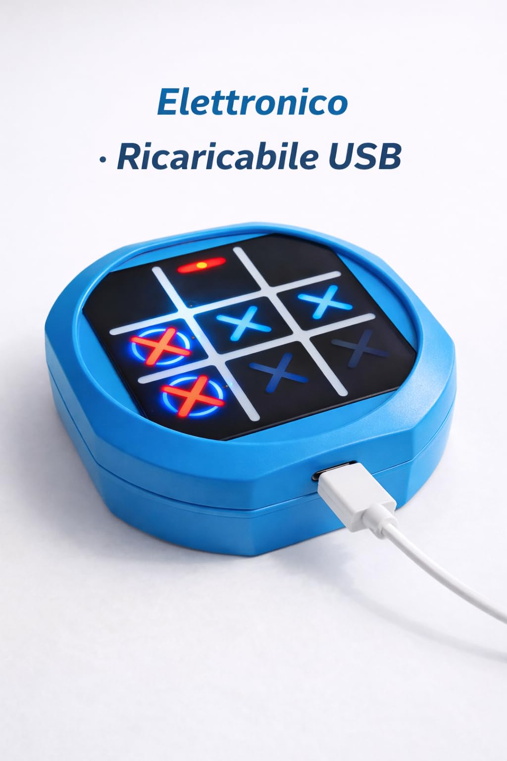 Gioco Elettronico Tris 5 in 1 per Bambini – Tic Tac Toe Interattivo Ricaricabile USB – Gioco Educativo da Tavolo per Famiglia e Viaggio (rosa)
