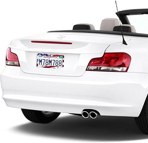 Miniatura 5 de Marco de Matrícula con Bandera Americana Patriótica - Paquete de 2 Marcos Universales Retro de Aluminio Mate con Rayas de Bandera de EE.UU.