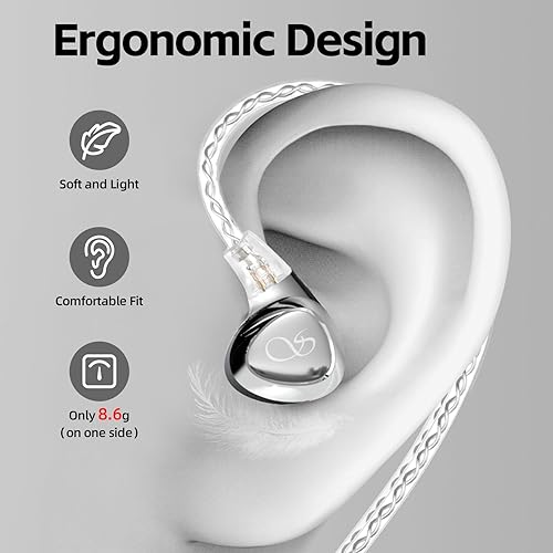 Miniatura 5 de SHANLING SONO - Auriculares con cable, Hi-Res 2DD+1BA IEMs, triple dinámico híbrido sin pérdida, 2 pines 0.031 in, enchufe de 0.138 in, dos pares de