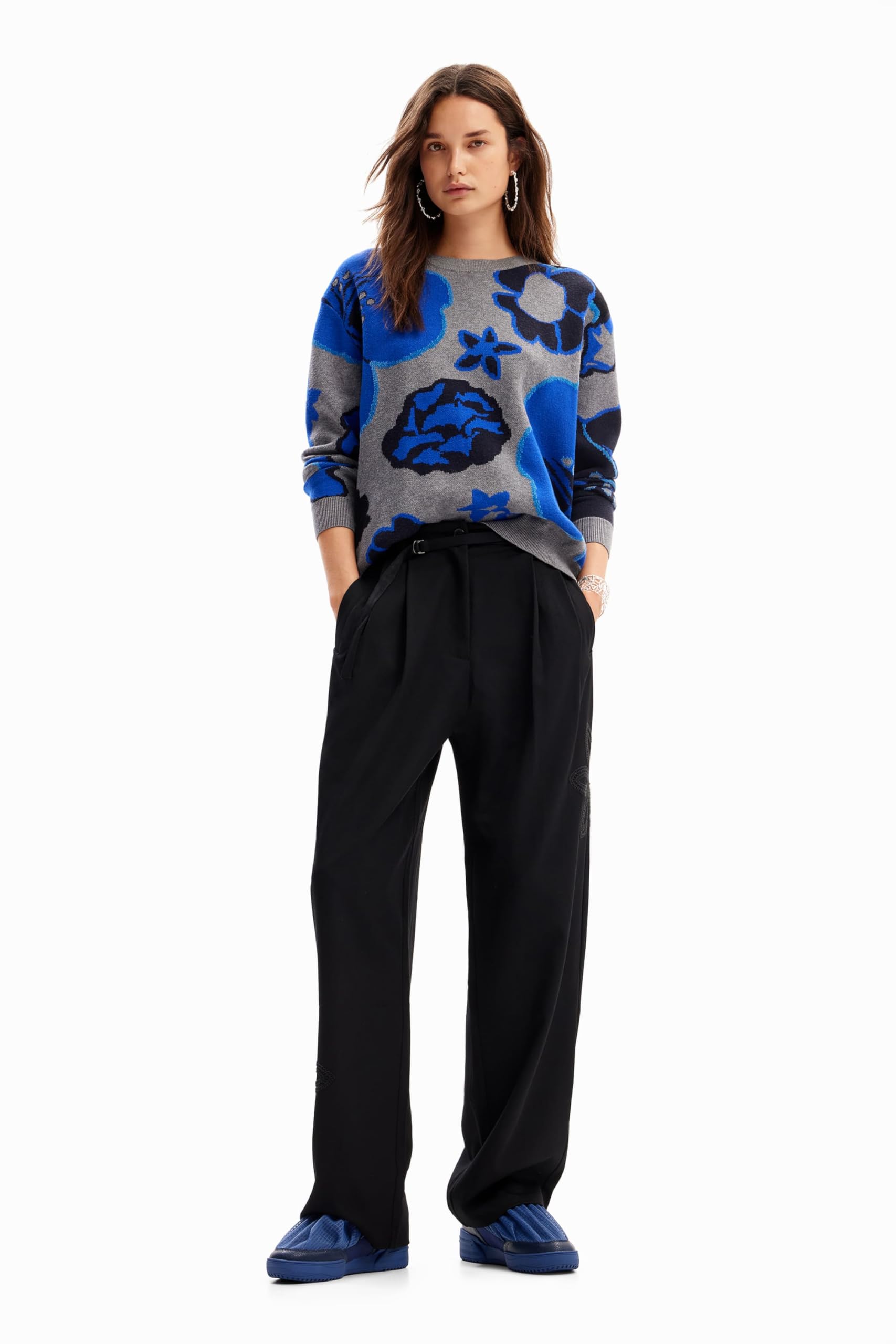 Desigual Women's Woman Flat Knit Thin Gauge Pullover Sweater, Material finishes, M
