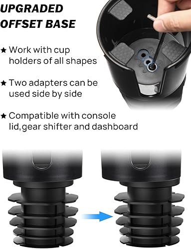 Miniatura 4 de JOYTUTUS Paquete de 2 expansores de portavasos para automóvil con base desplazada, compatible con YETI, Hydro Flask, Nalgene, expansor de portavasos