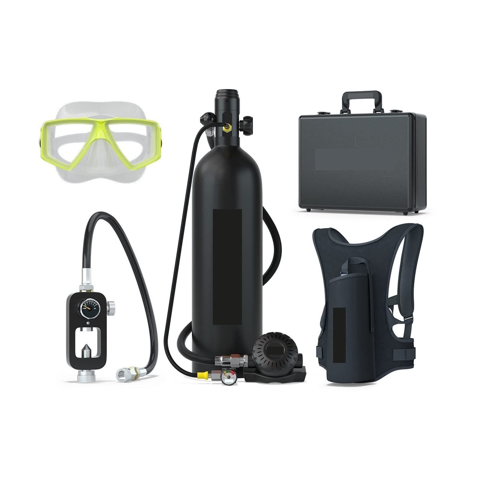 Portable Dive Cylinder, Portable Diving Cylinder 2L Underwater Deep Swimming Strap Rescue Respirator(Nero)