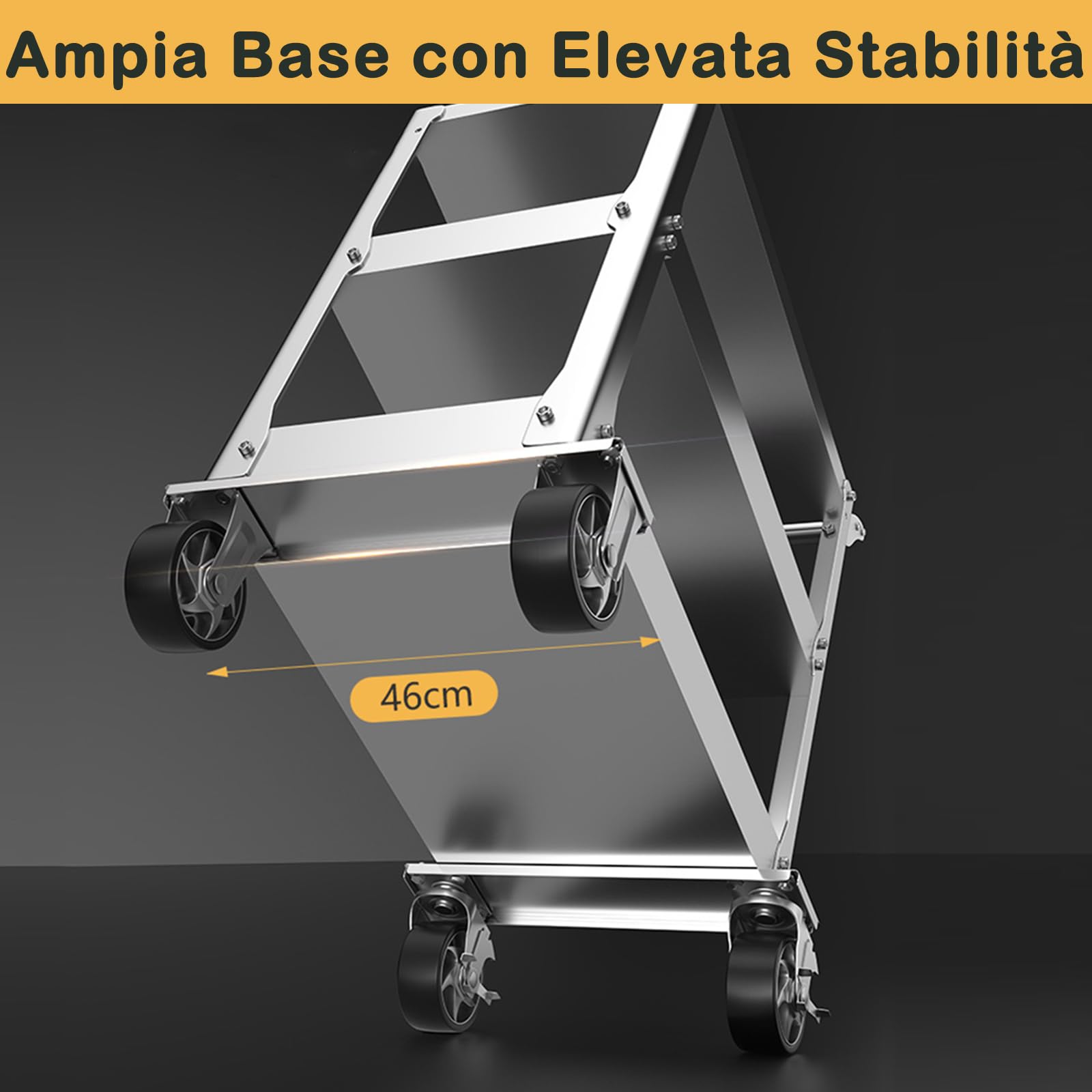 Carrello da Officina in Acciaio Inox a 3 Livelli - Porta Attrezzi Con Capacità di 500 kg, Ruote per Lavoro, Montaggio in Garage, Officina e Magazzino - 78 x 46 x 92cm