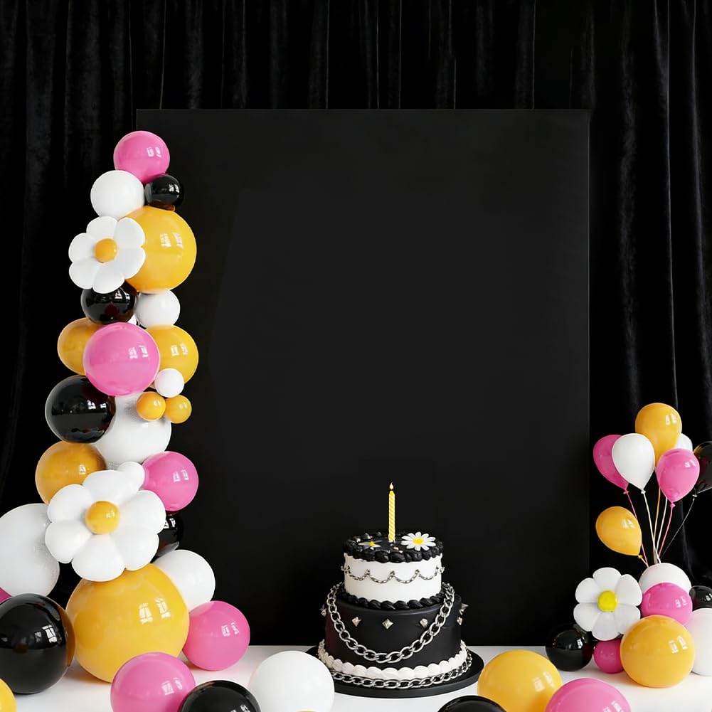 CREATCABIN Housse de Fond Noire pour Arche de Mariage Carrée Toile de Fond Extensible en Spandex Épais pour Mariage Anniversaire Cérémonie Banquet Photographie et Décoration 200x200cm
