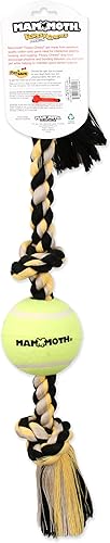 Miniatura 4 de Mammoth Flossy Chews - Tirador de 3 nudos con pelota de tenis grande Juguete de algodón y poliéster de primera calidad para perros Juguete