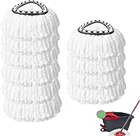 Vista 7 de Paquete de 8 cabezales de repuesto para trapeador, 100% microfibra, repuesto para trapeador giratorio, 360 cabezales de repuesto de limpieza