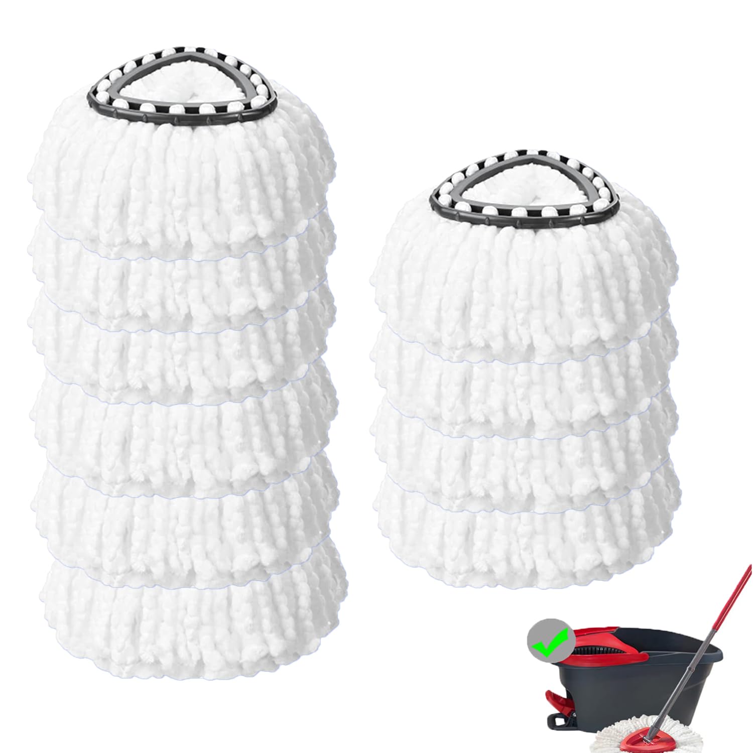 Cabezal de repuesto para mopa, 100 % microfibra, 10 unidades | Cabezales de repuesto de fregona giratoria de 360 grados para fregona ocedar, fácil limpieza de la casa y trapeador de suelo