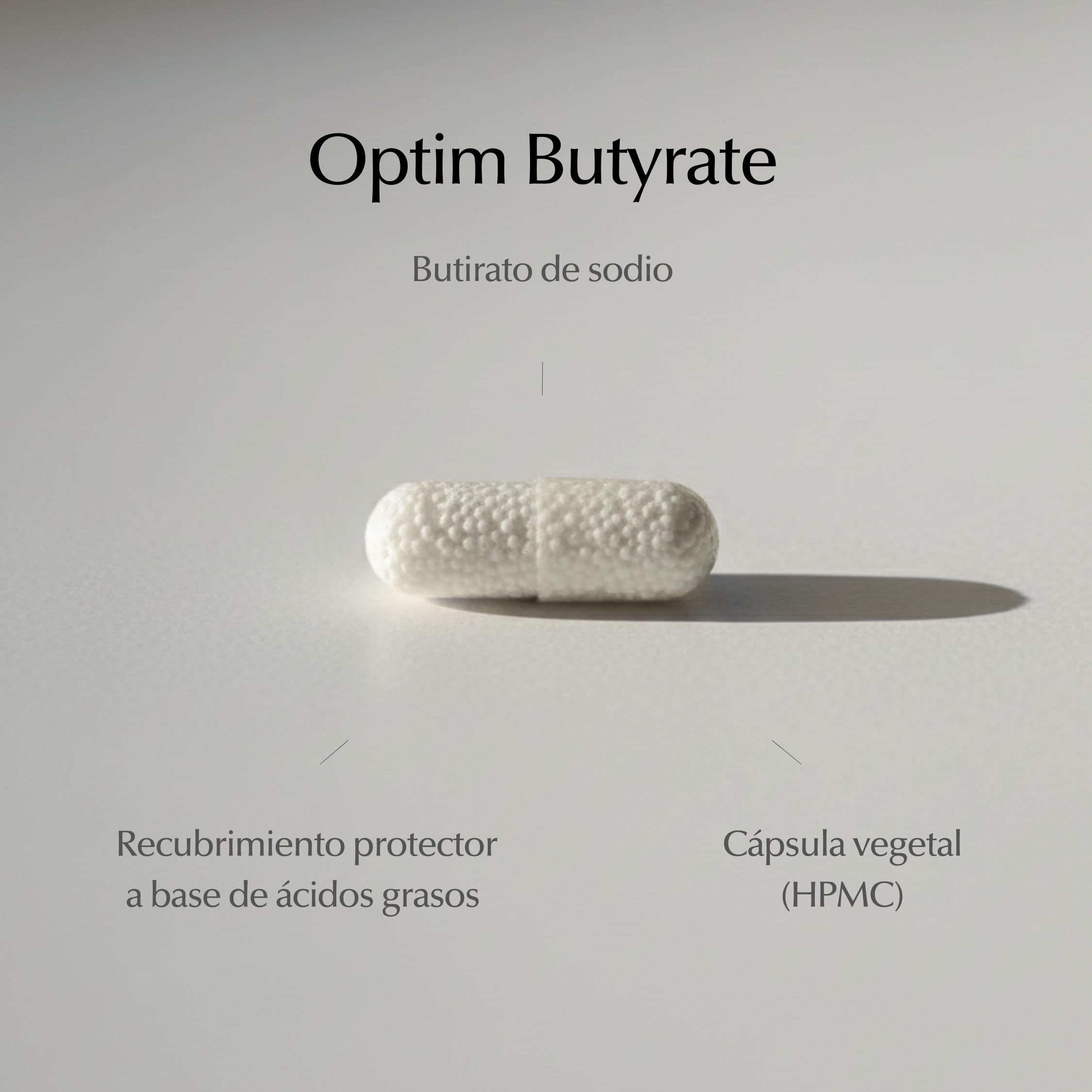 OPTIM Butyrate - Suplemento de Butirato de Sodio 285 mg para Microbiota - Liberación Progresiva Microencapsulado - 90 Cápsulas - Ácido Butírico para Bienestar Intestinal y Colon