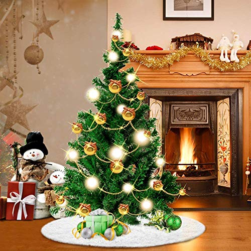 Christmas Tree Skirt - 36 inches White Christmas Tree Skirt, High-End Soft Classic Fluffy Faux Fur Tree Skirt for Xmas Tree Decorations and Ornaments - Thumbnail 3