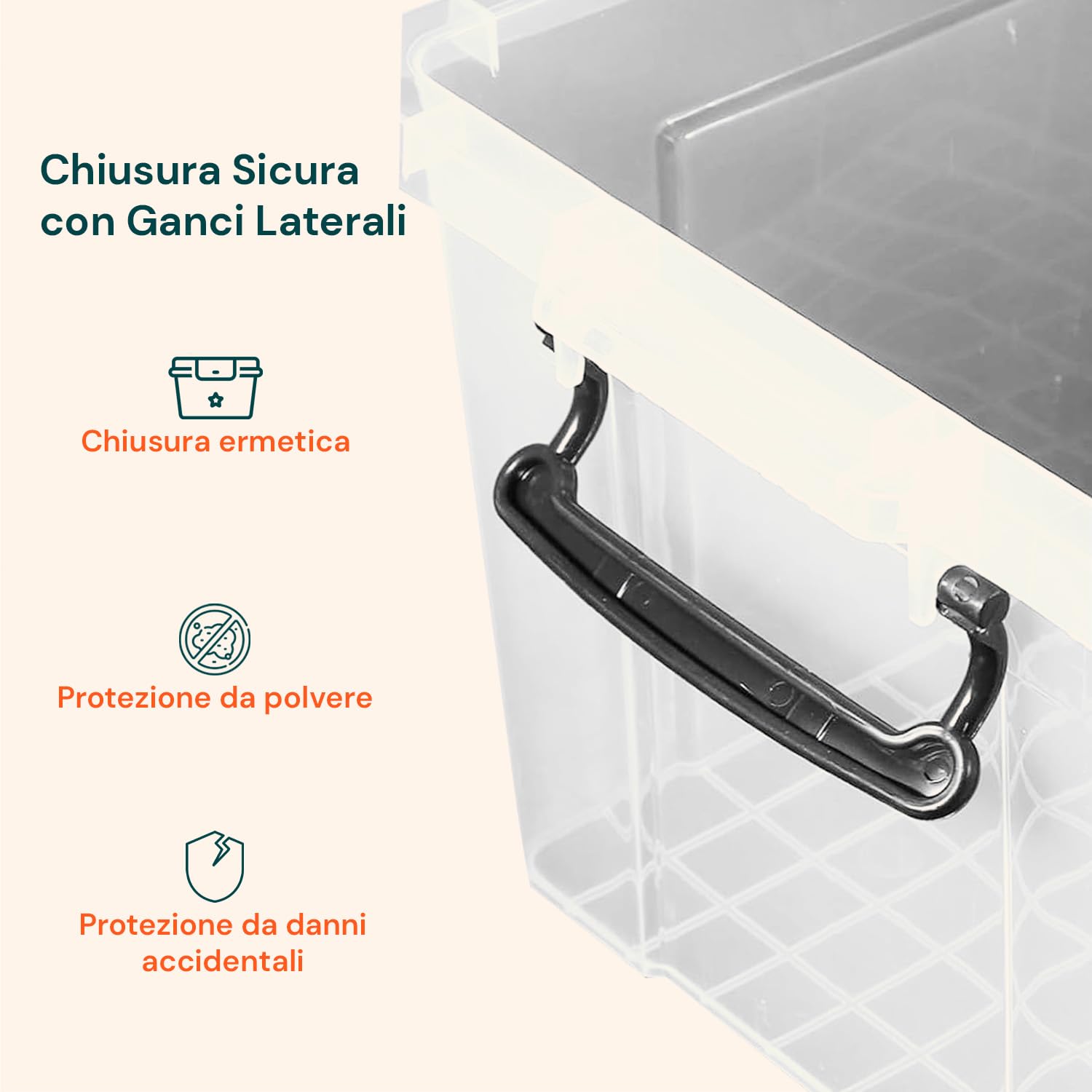 Wintem Contenitore Plastica 65L con Coperchio e Ruote Trasparente – Scatola Grande per Armadio e Organizzazione