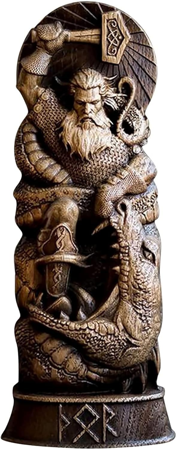 TAECOOOL Norse God Resin Statue Scandinavian Pantheons, Norse Gods Figurine Craft Viking Mythology, Home Wine Cabinet Shelt Bookcase Sculpture Orament (Thors)