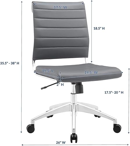 Miniatura 3 de LexMod Jive silla de oficina ejecutiva acanalada respaldo alto, Poliuretano, Gris