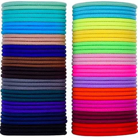 Non-metal elastic hair ties plait tape, 3 mm, multicolour, 69 pieces Cover
