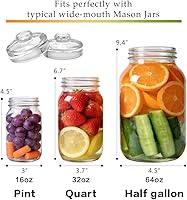 Vista 3 de 9 Pack Fermentation Glass Weights for Large Wide Mouth Mason Jars, Fermentaion Kit with Easy Grip Handle for Picklin & Sourkrout, Dishwasher Safe