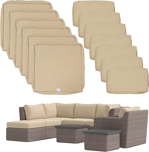 Paquete de 13 fundas de repuesto para cojines de patio al aire libre para 8 piezas de muebles de ratán de mimbre de 6 plazas, juego de conversación