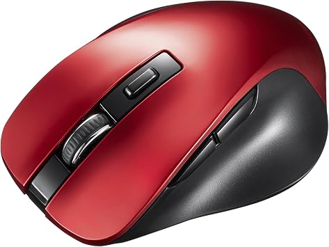 Sanwa Supply Bluetooth Blue LED Mouse 5 Buttons, Red MA-BB518R